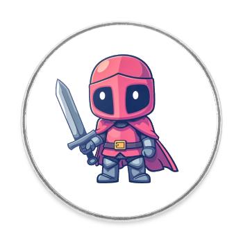 Brave knight in comic book style for kids - Round  fridge magnet - white - Front