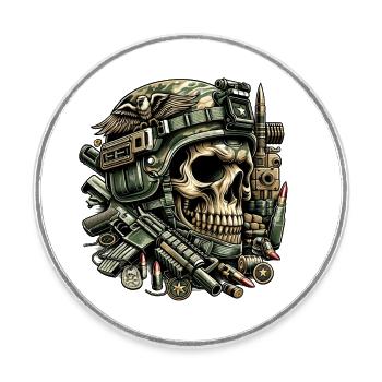 Eagle's Vigilance: Tactical Skull - Round  fridge magnet - white - Front