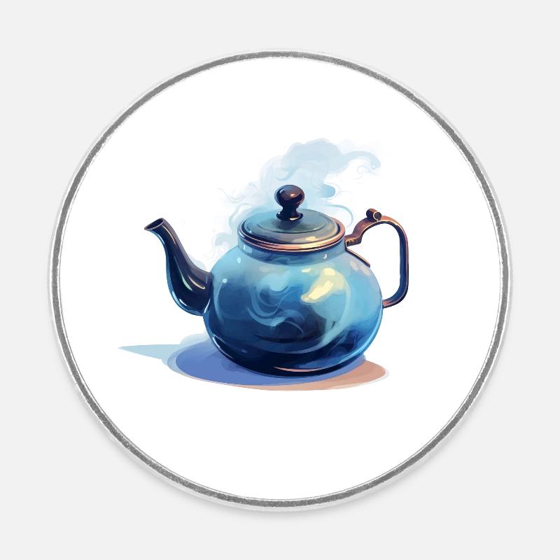 Winterly Teapot - Round  fridge magnet - white