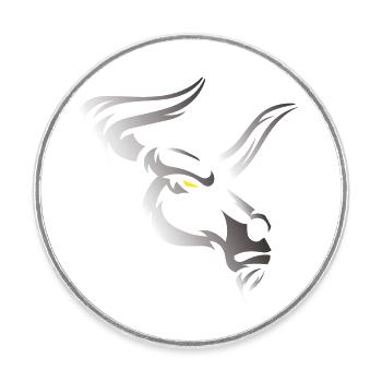 Tête de taureau tête Logo Steak Beast Gym corne - Magnet rond - blanc - Devant