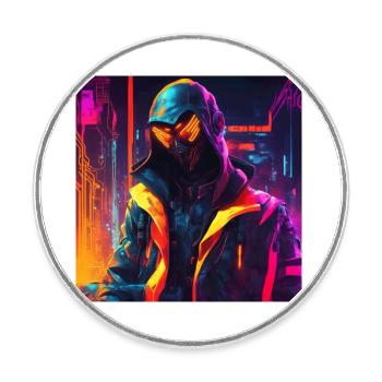 Futuristic man - Round  fridge magnet - white - Front