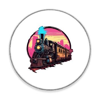 Zug / Lokomotive / Dampflok / Eisenbahn / Lock - Runder Kühlschrankmagnet - Weiß - Vorne