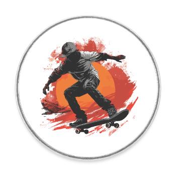 Skateboarder Skateboard Skate Skater Sonne - Runder Kühlschrankmagnet - Weiß - Vorne