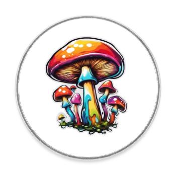 Pilz / Mushroom / Wiese / Wald / Goa / Psy - Runder Kühlschrankmagnet - Weiß - Vorne