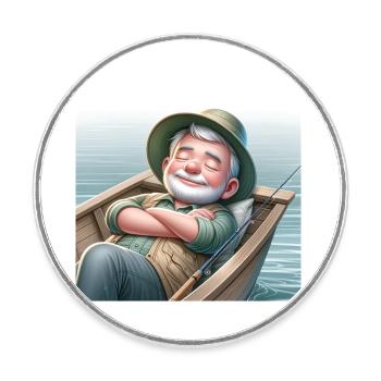 Angler - Round  fridge magnet - white - Front