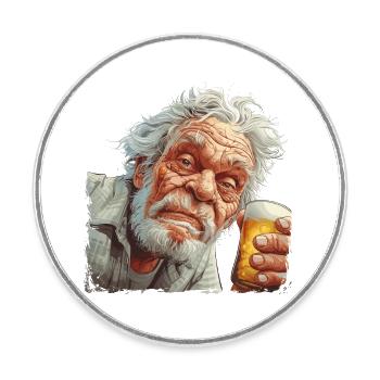Tenue Buveur de Bière Fête des Pères Soirée Homme - Magnet rond - blanc - Devant