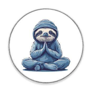 Sloth Yoga Relaxation Chilling Gift - Round  fridge magnet - white - Front