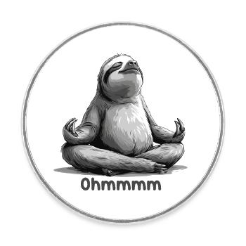 Yoga, Sloth, Relaxation, Chilling, Meditation - Round  fridge magnet - white - Front