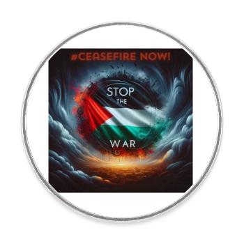Arrêtez la guerre et libérez la Palestine - Magnet rond - blanc - Devant