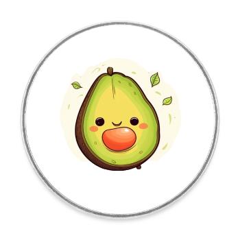 Happy avocado with pit - Round  fridge magnet - white - Front