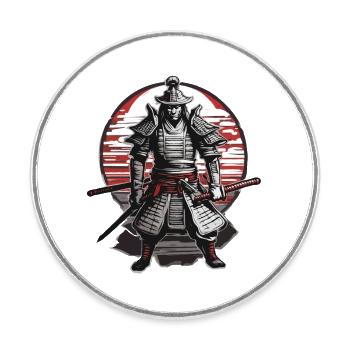 Samouraï / Japonais / Harakiri / Katana / Homme - Magnet rond - blanc - Devant