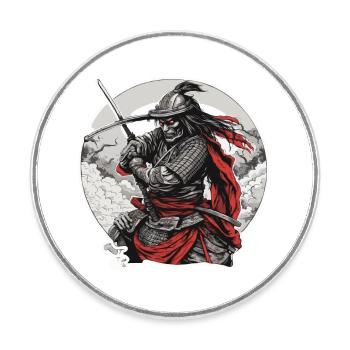 Samouraï / Japonais / Harakiri / Katana / Homme - Magnet rond - blanc - Devant
