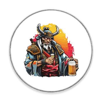 Samouraï / Japonais / Harakiri / Katana / Homme - Magnet rond - blanc - Devant