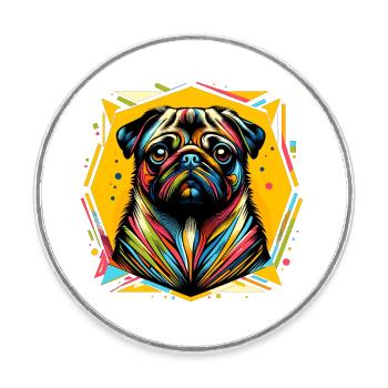 Mops Hund - Runder Kühlschrankmagnet - Weiß - Vorne