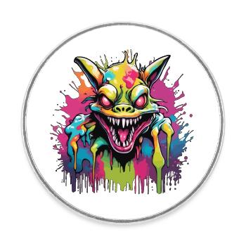 Chupacabra / Créature suceuse / Monstre /Espagne - Magnet rond - blanc - Devant