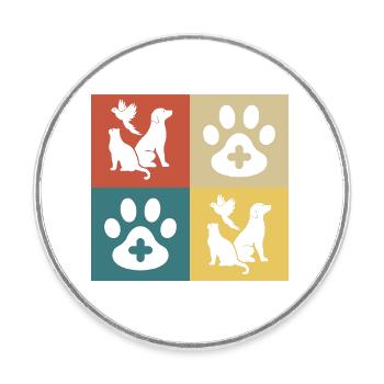 Retro Vintage Tierarzt - Runder Kühlschrankmagnet - Weiß - Vorne