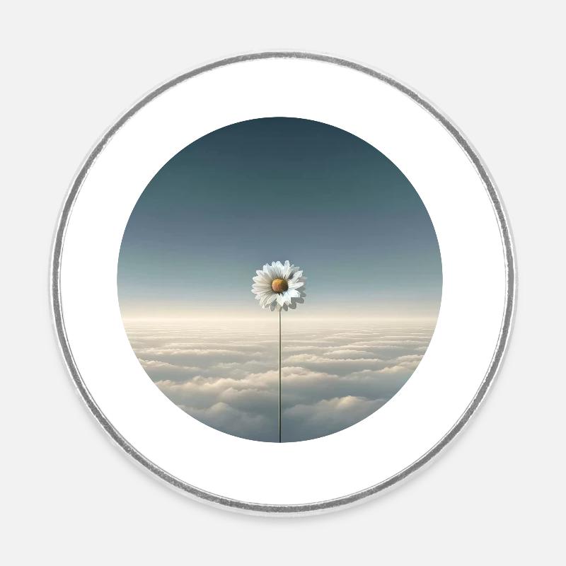 Fleur céleste Zen - Magnet rond - blanc