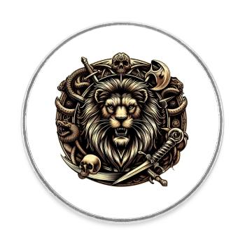 Vivre comme un Lion - Magnet rond - blanc - Devant