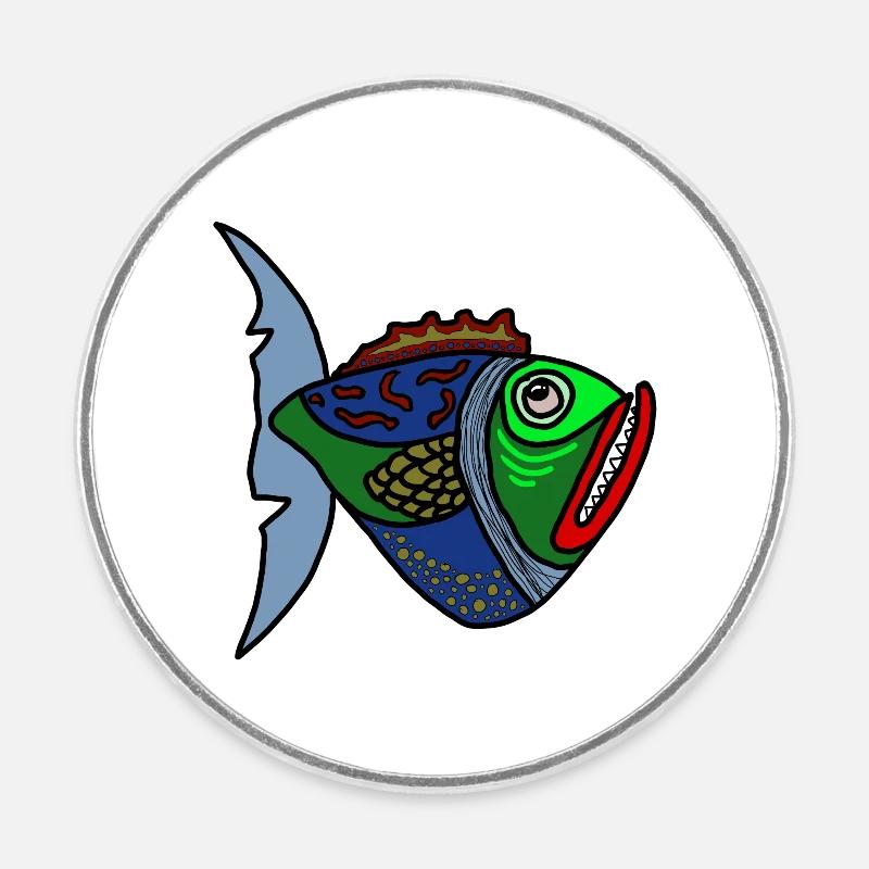 Fisch - Runder Kühlschrankmagnet - Weiß
