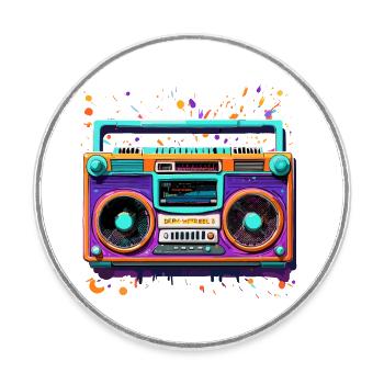 Radio / Analog / Musik / Frequenz / Lautsprecher - Runder Kühlschrankmagnet - Weiß - Vorne