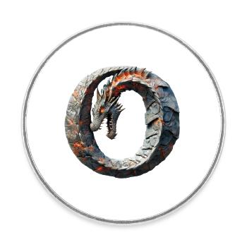 Letter "O" in dragon design. - Round  fridge magnet - white - Front