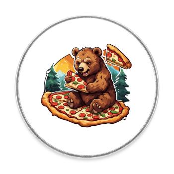 Pizza / Restauration rapide / Italienne / Margherita - Magnet rond - blanc - Devant