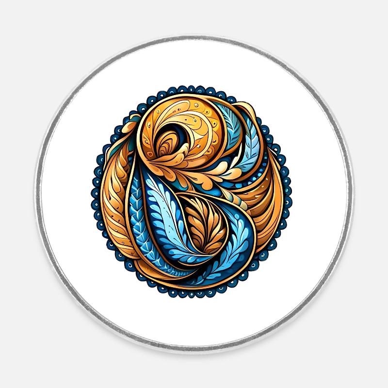 Mandala mit Paisley-Muster - Runder Kühlschrankmagnet - Weiß
