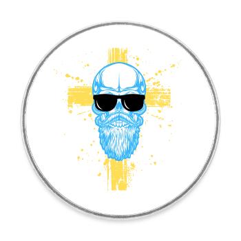 skull mit brille - Runder Kühlschrankmagnet - Weiß - Vorne