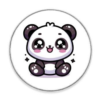 Kawaii Cute Panda - Round  fridge magnet - white - Front