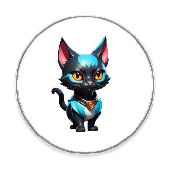 Cat Comic Cute - Round  fridge magnet - white - Front