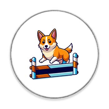 Determined Corgi Agility Course Art - Round  fridge magnet - white - Front