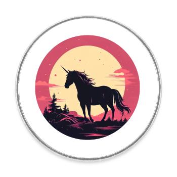 La Licorne - Magnet rond - blanc - Devant