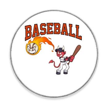 Baseball Is My Favorite Season Cartoon - Round  fridge magnet - white - Front