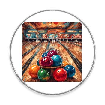 Bowling / Kegeln / Bowlingbahn / Pin / Strike - Runder Kühlschrankmagnet - Weiß - Vorne