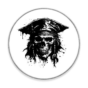Crâne de pirate - Magnet rond - blanc - Devant