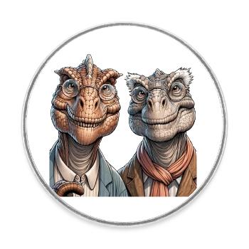 Senior Dino - Round  fridge magnet - white - Front