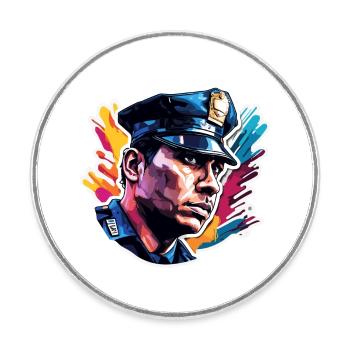 Police / Opérations / Profession / Emploi / Forces d’urgence - Magnet rond - blanc - Devant