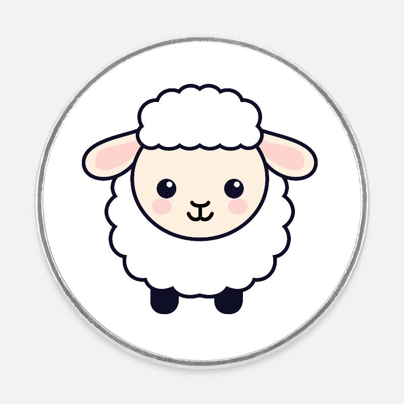 Mouton - Magnet rond - blanc