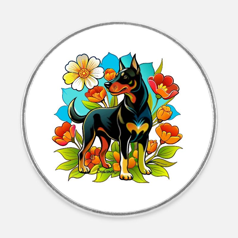 Large Beauceron dog - Round fridge magnet - white