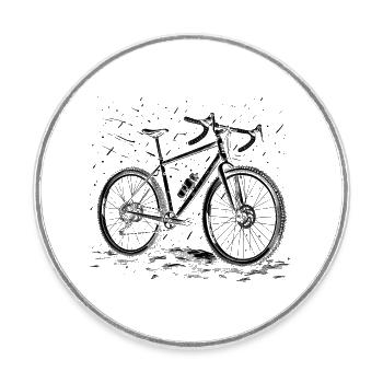 Gravel // Gravel Bike (black) - Round  fridge magnet - white - Front