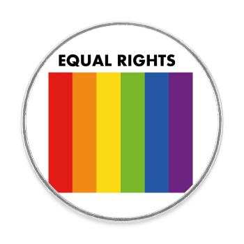 Drapeau de la fierté pour l’égalité des droits - Magnet rond - blanc - Devant