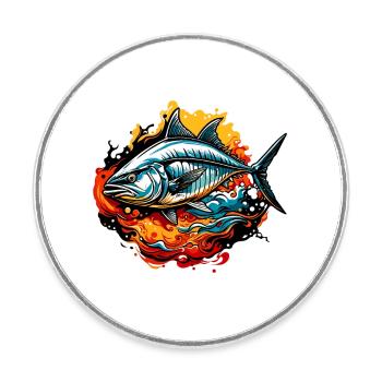 Fish / Animal / Aquarium / Water / Pond / Lake - Round  fridge magnet - white - Front