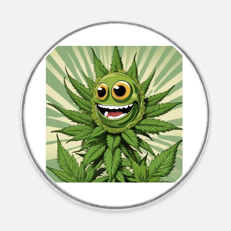 Cannabis 3 - Round  fridge magnet - white