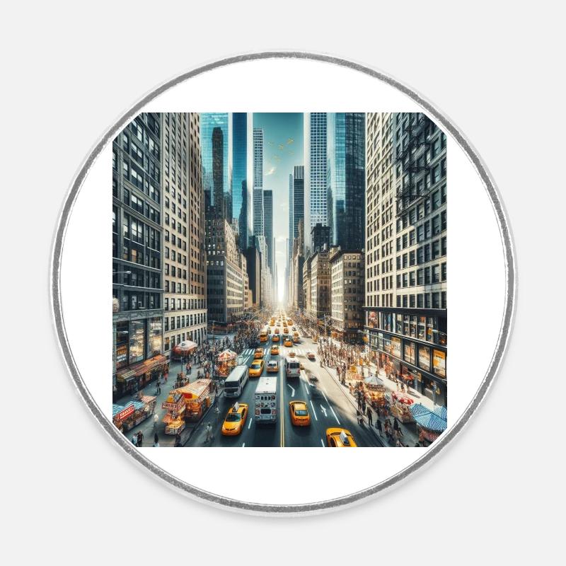 rue de new york - Magnet rond - blanc