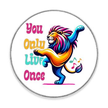 Cheerful Lion - Round  fridge magnet - white - Front