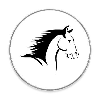 Silhouette Tête De Cheval Noir Blanc - Magnet rond - blanc - Devant