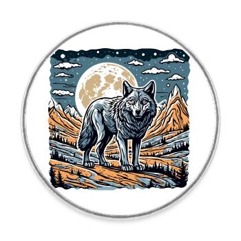 Wolf / Pack / Forest / Wild / Wildlife / Howl - Round  fridge magnet - white - Front