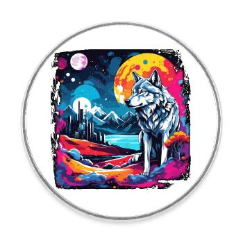 Wolf / Pack / Forest / Wild / Wildlife / Howl - Round  fridge magnet - white - Front