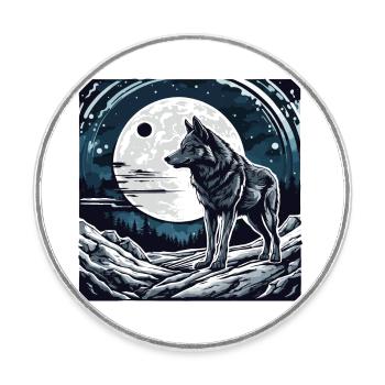 Wolf / Rudel / Wald / Wild / Tierwelt / heulen - Runder Kühlschrankmagnet - Weiß - Vorne