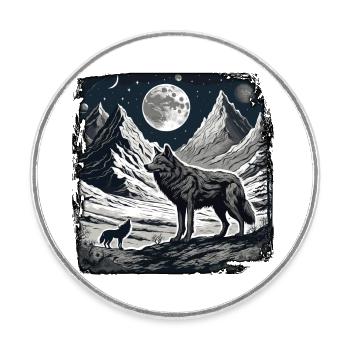 Wolf / Pack / Forest / Wild / Wildlife / Howl - Round  fridge magnet - white - Front
